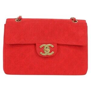 Chanel Canvas Big Matelasse 35 Chain Shoulder Bag Gold